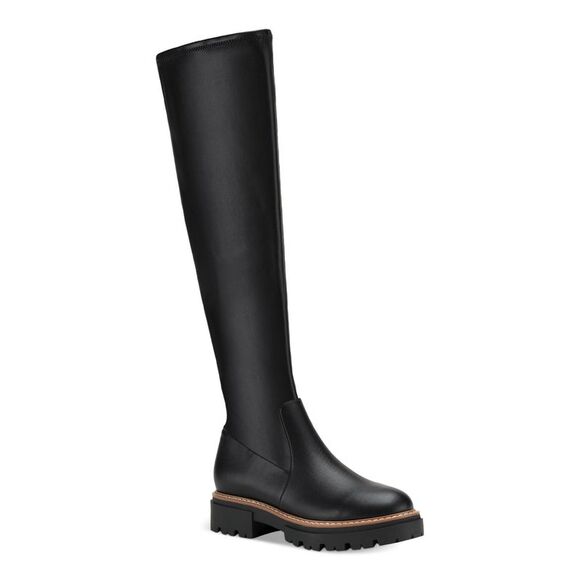 NWT SUN STONE Womens Black Jacksonn Round Toe Block Heel Riding Boot 8 M - Picture 1 of 5